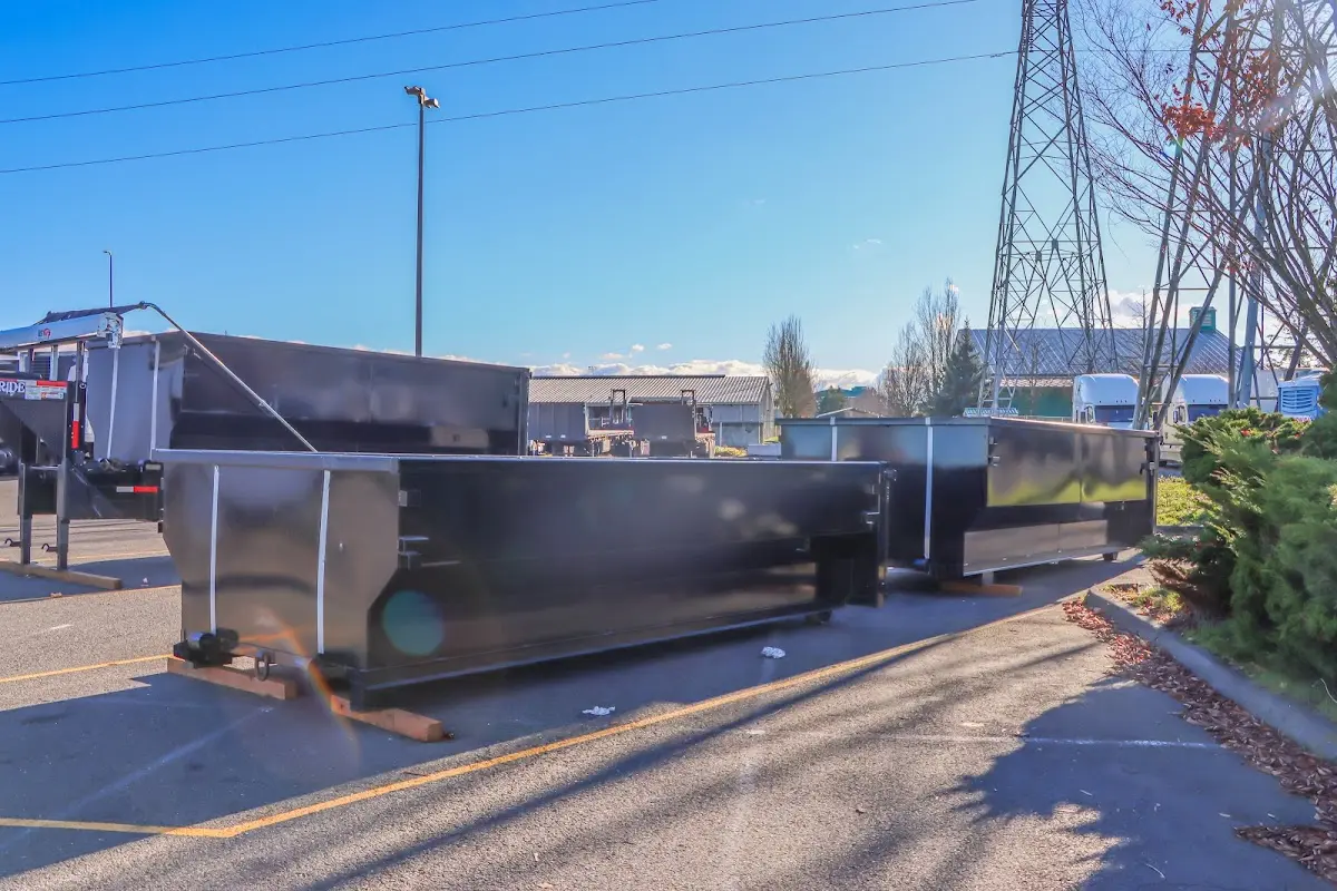 Roll-off dumpster ready for waste disposal at job site for 4 Yard Dumpster Rental in Del City
